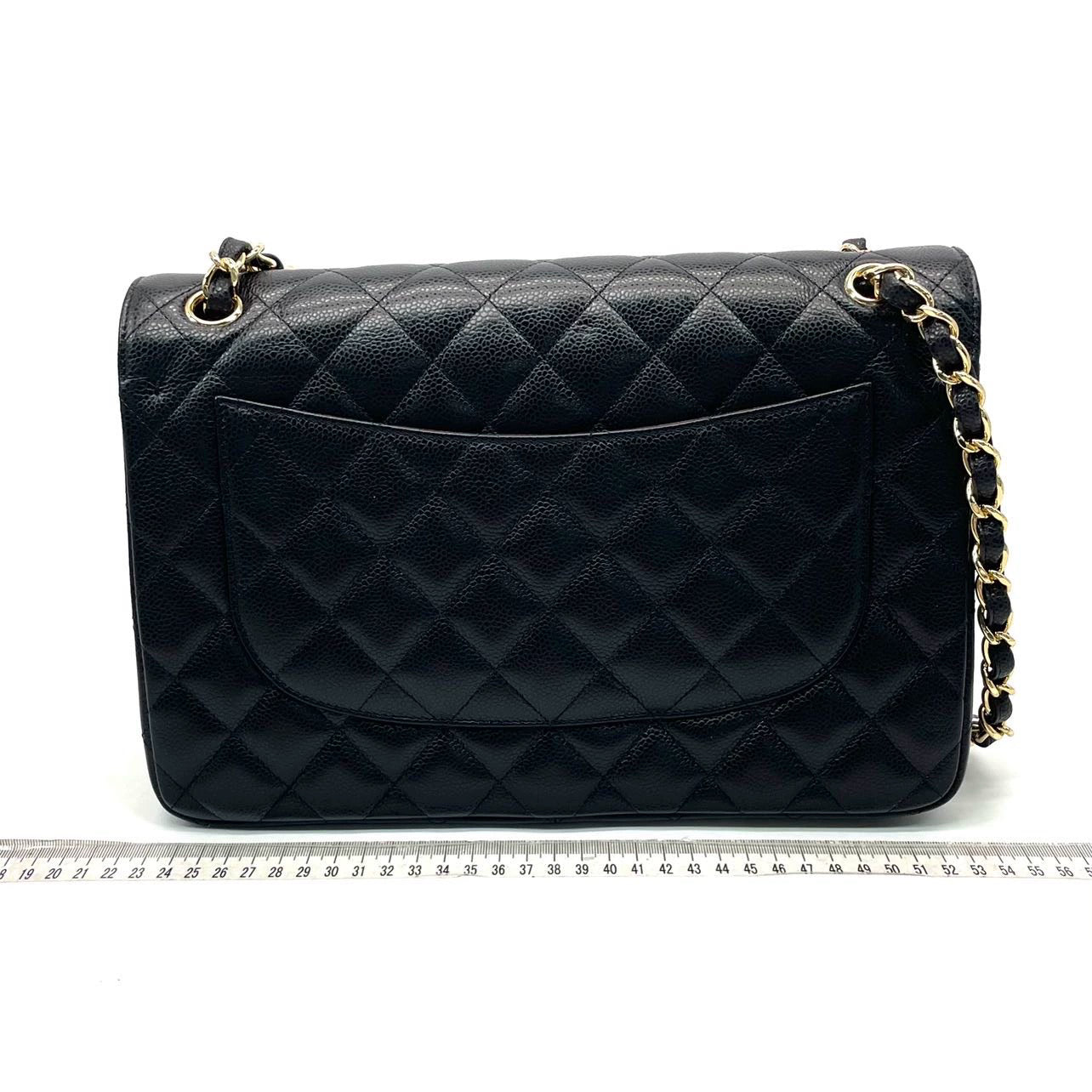 Chanel Classic Flap Jumbo Black Caviar Leather Double Flap with Gold Hardware