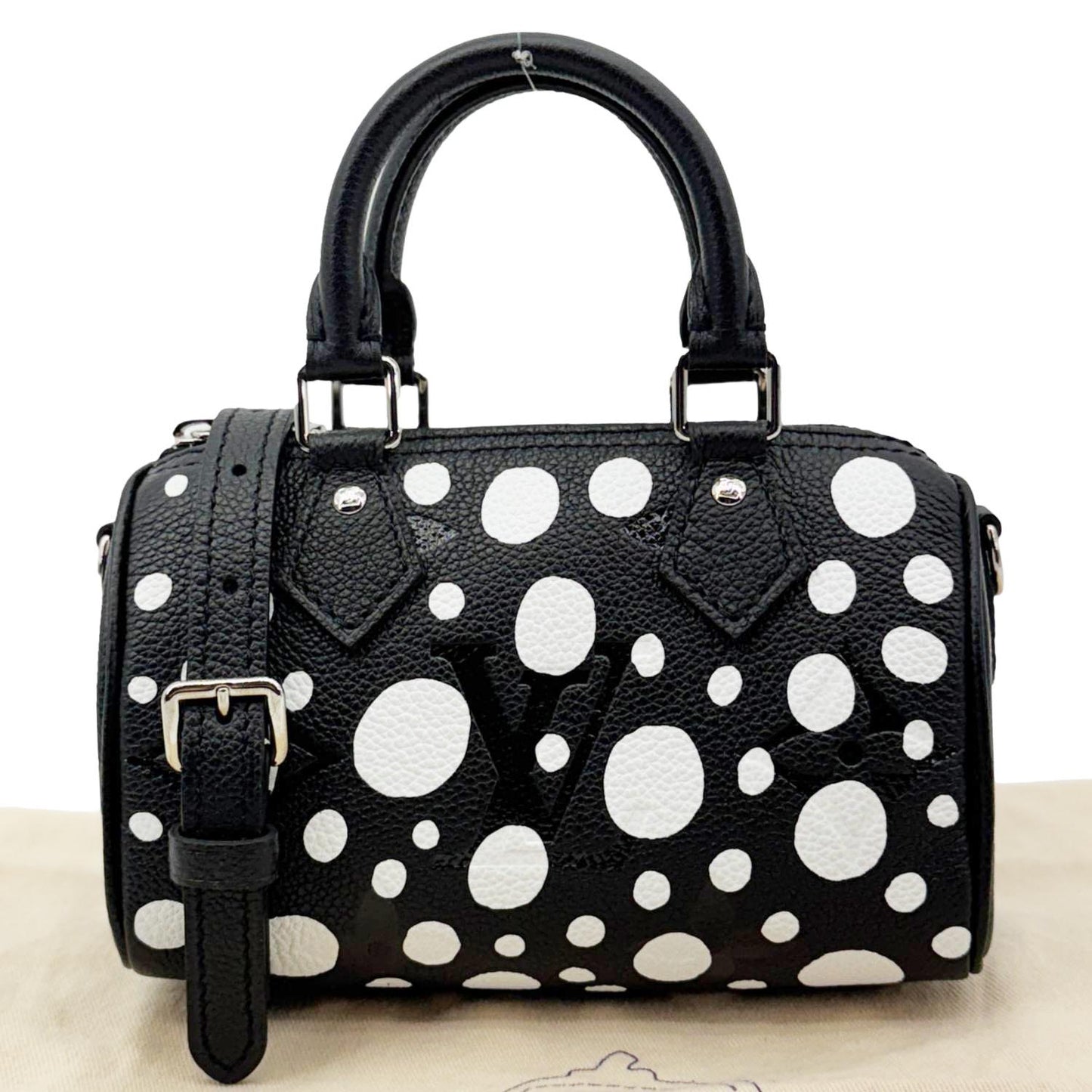 LOUIS VUITTON LV x YK Nano Speedy Monogram Empreinte Leather Shoulder Bag Black