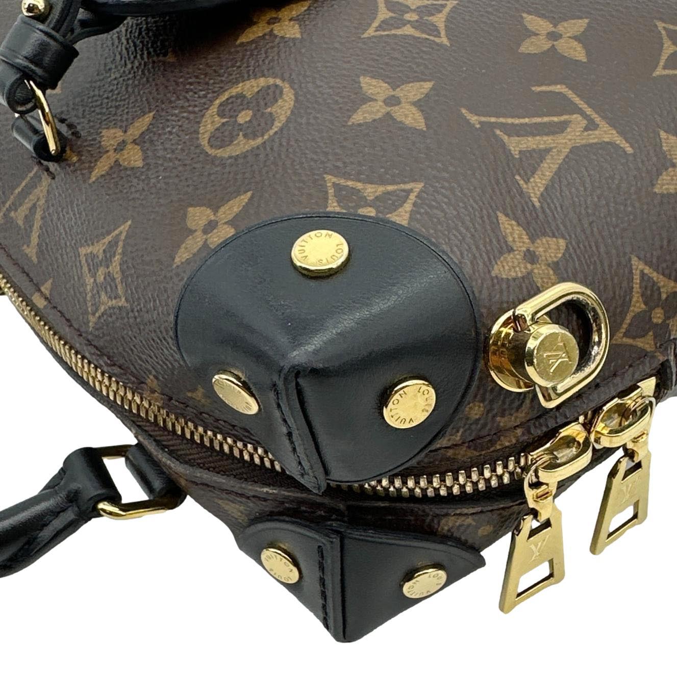 LOUIS VUITTON Petite Malle Souple Monogram Canvas Shoulder Bag Black