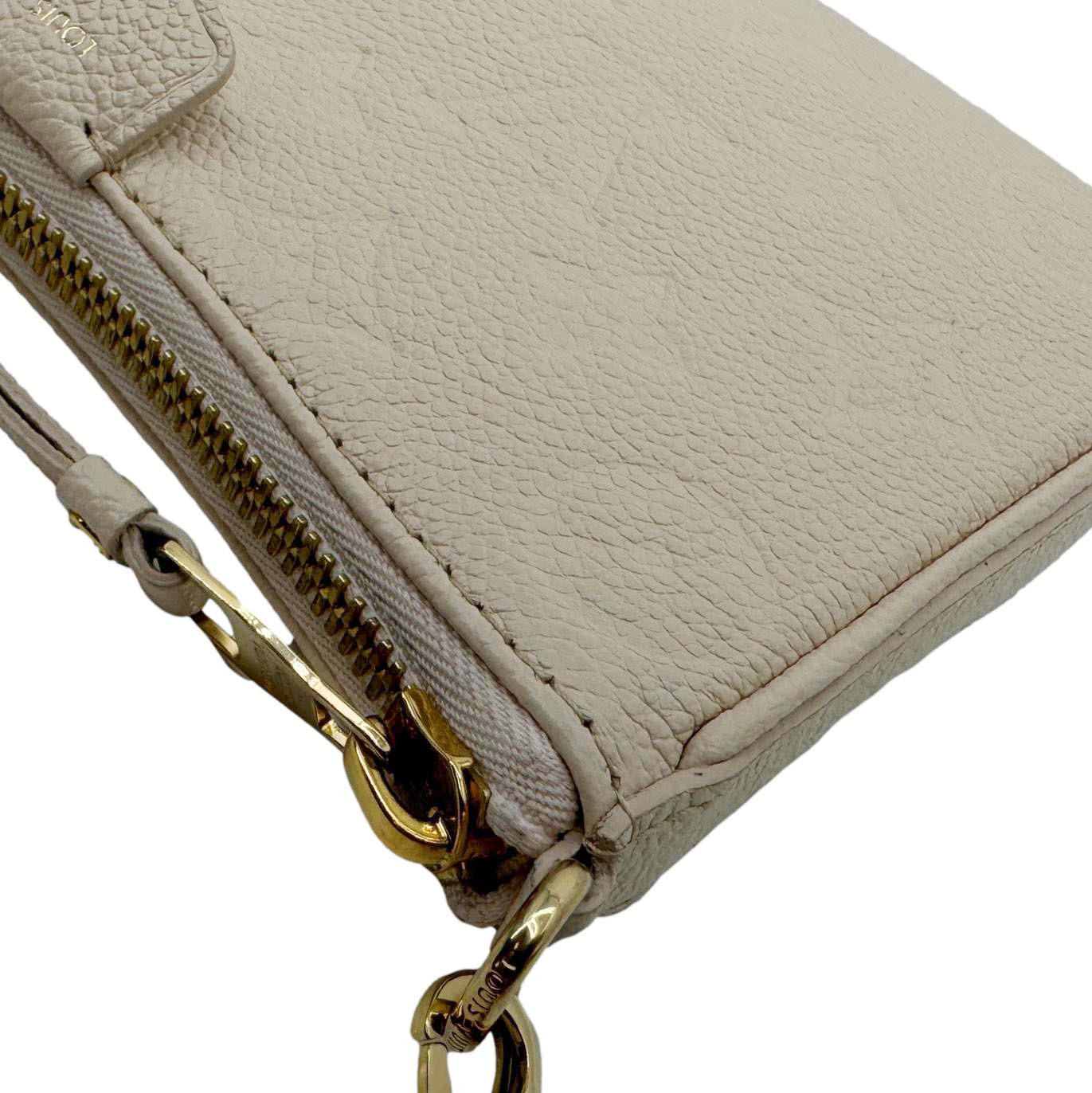 LOUIS VUITTON Easy Pouch On Strap Empreinte Leather Shoulder Bag Pouch Cream