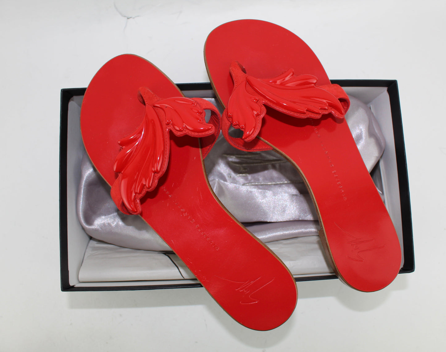 GIUSEPPE ZANOTTI WINGED THONG FLAT SANDAL SIZE 38.5