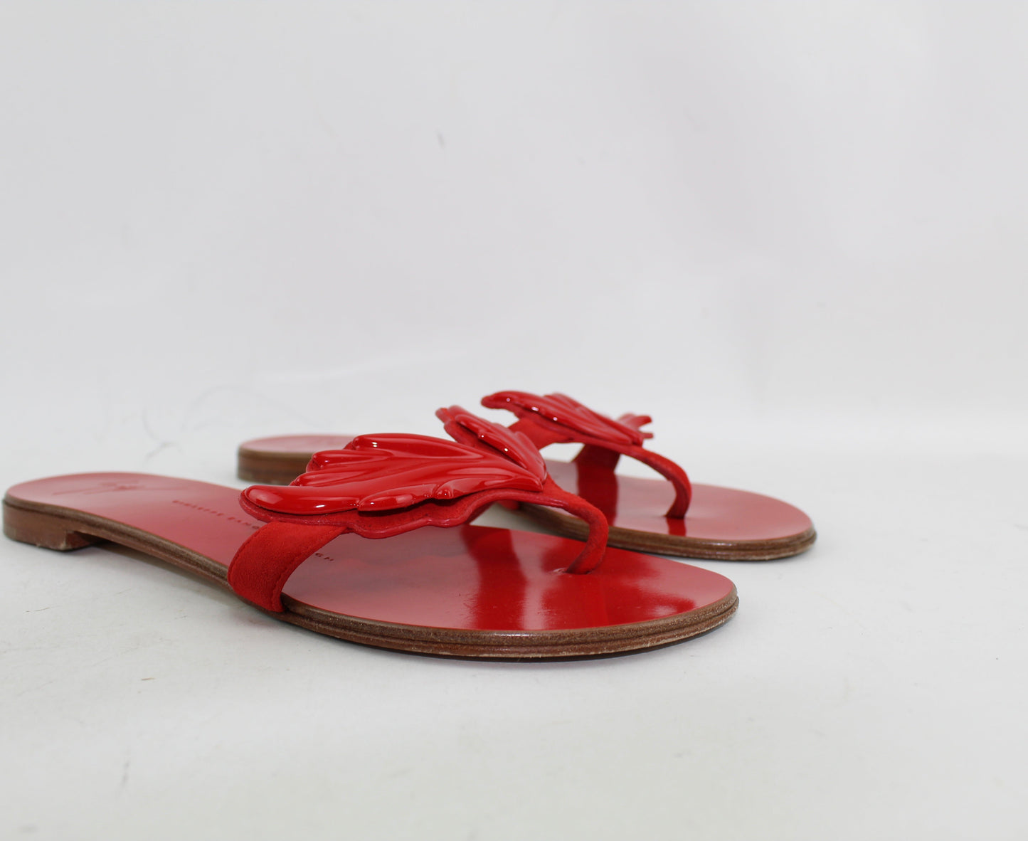 GIUSEPPE ZANOTTI WINGED THONG FLAT SANDAL SIZE 38.5