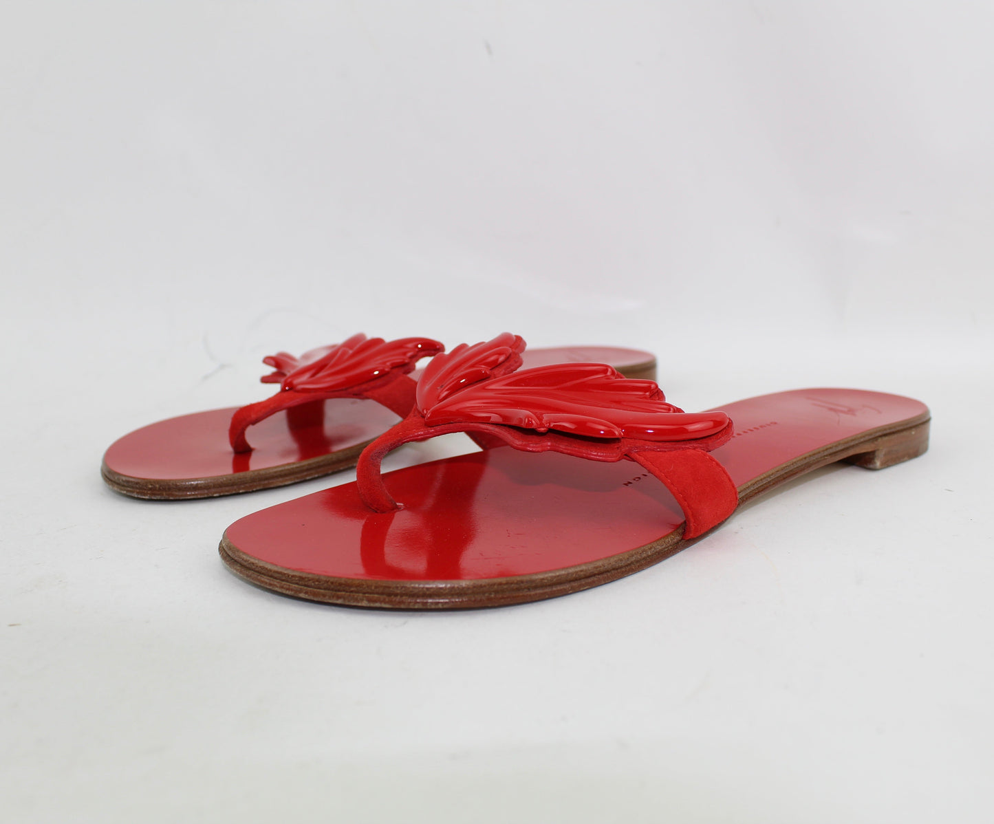 GIUSEPPE ZANOTTI WINGED THONG FLAT SANDAL SIZE 38.5