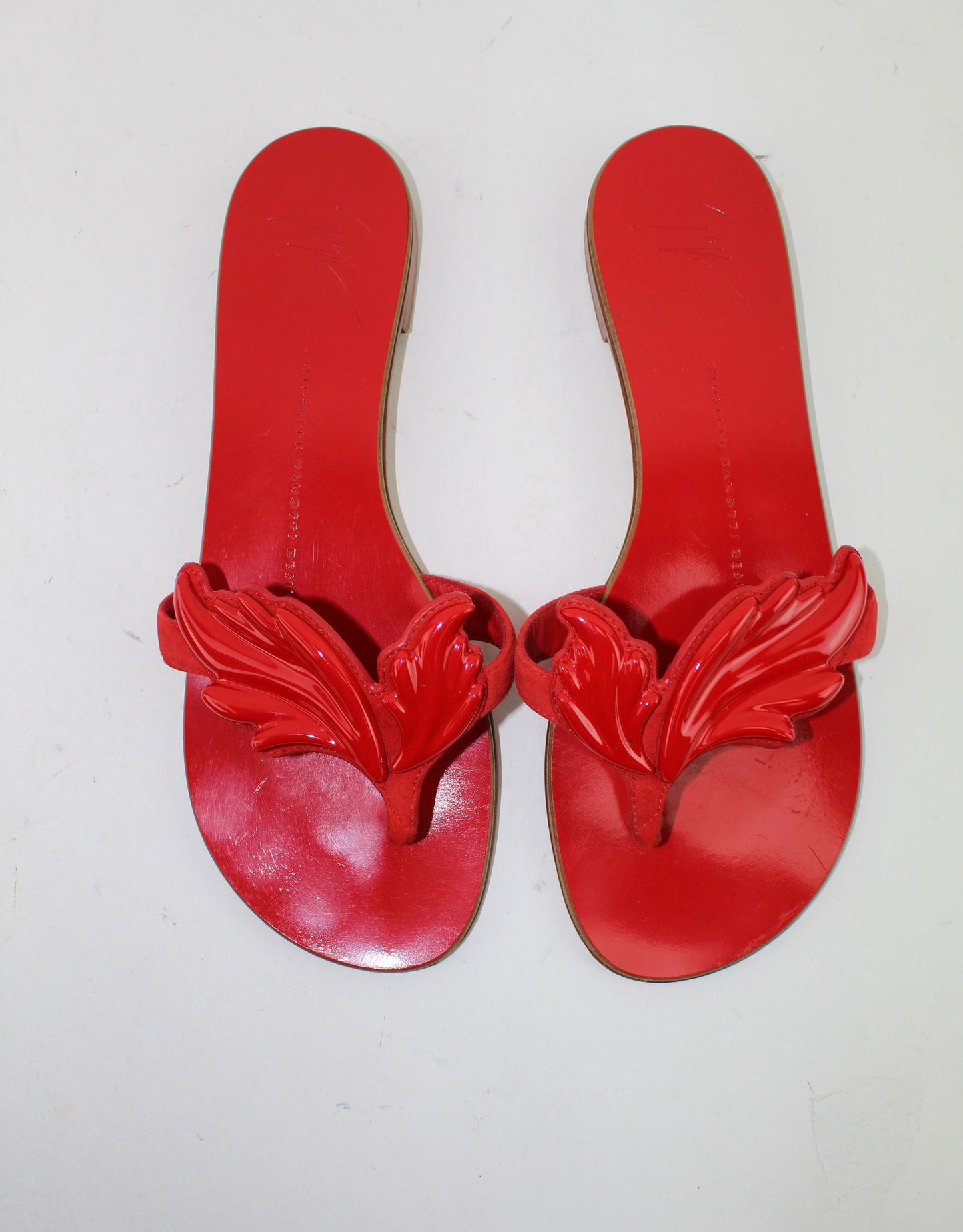 GIUSEPPE ZANOTTI WINGED THONG FLAT SANDAL SIZE 38.5