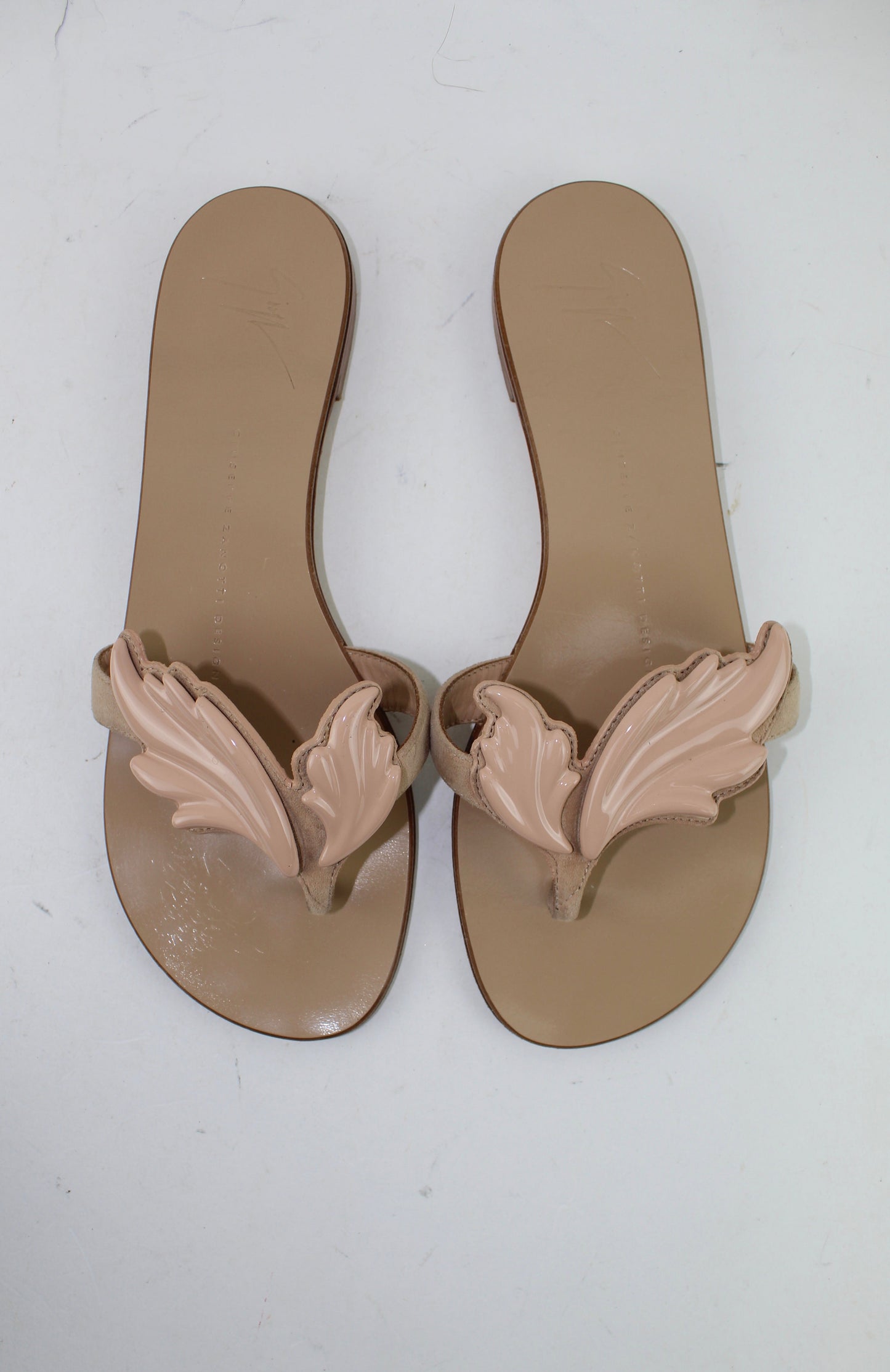 GIUSEPPE ZANOTTI WINGED THONG FLAT SANDAL SIZE 38.5