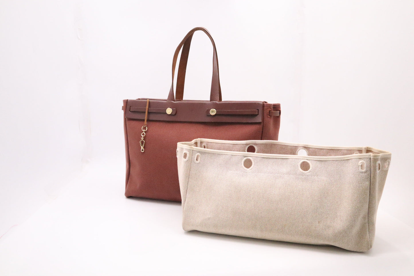 Hermes Herbag Cabas in Brown Canvas