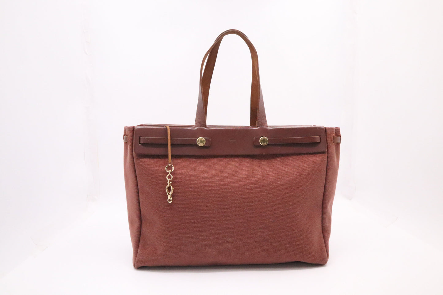 Hermes Herbag Cabas in Brown Canvas