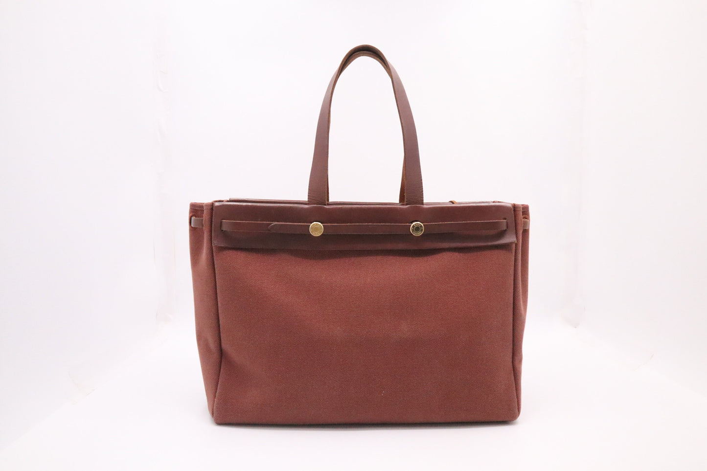 Hermes Herbag Cabas in Brown Canvas