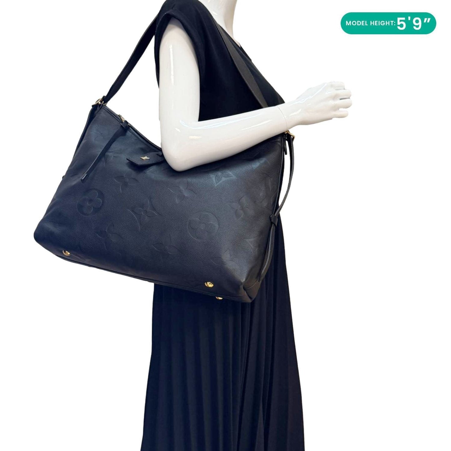 LOUIS VUITTON Carryall MM Monogram Empreinte Leather Shoulder Bag Black