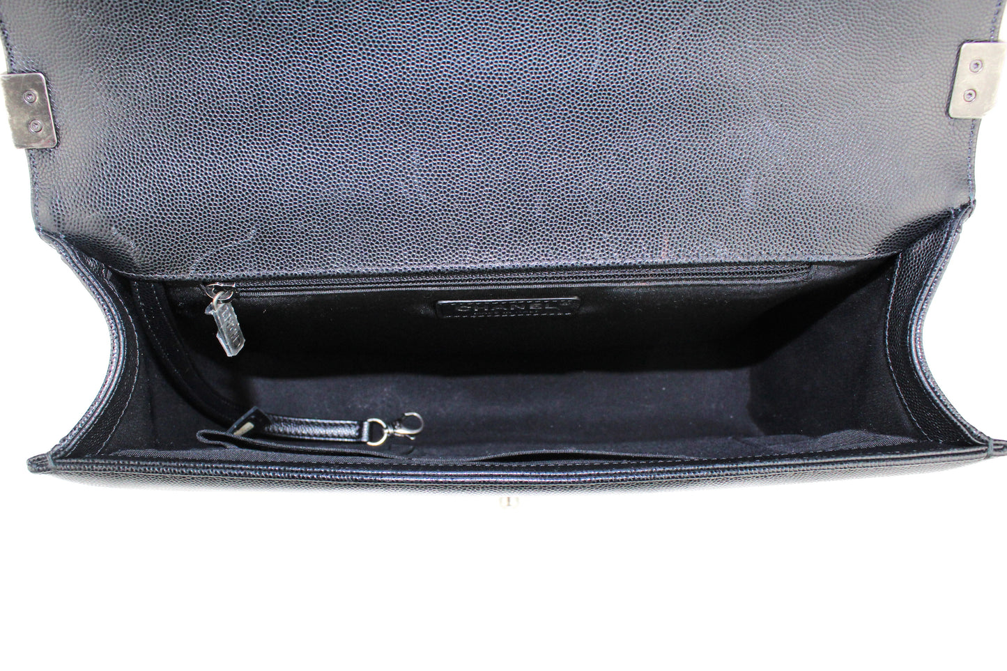 Chanel Large Quilted Caviar Boy Bag in Black