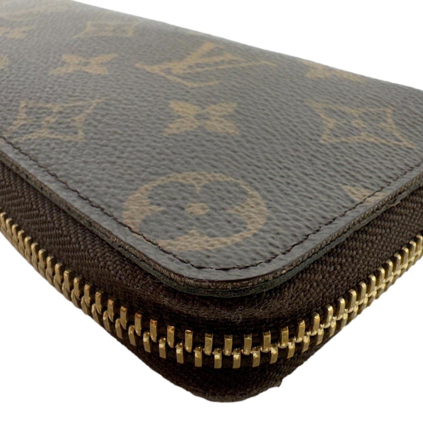 LOUIS VUITTON Clemence Monogram Canvas Zippy Wallet Brown