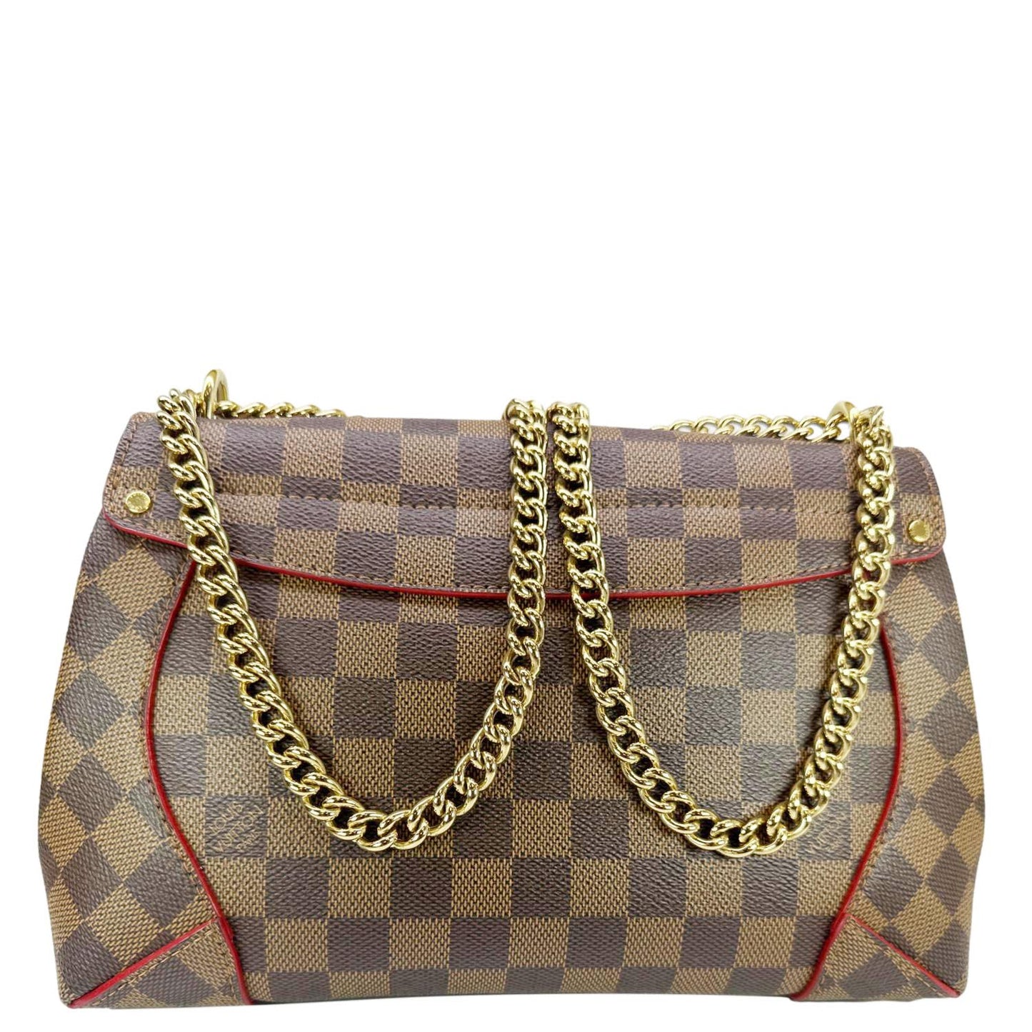 LOUIS VUITTON Caissa Damier Ebene Chain Clutch Shoulder Bag Brown