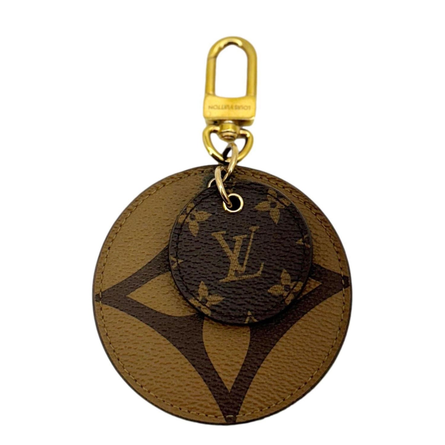 LOUIS VUITTON Reverse Monogram Canvas Round Charm Key Holder Brown