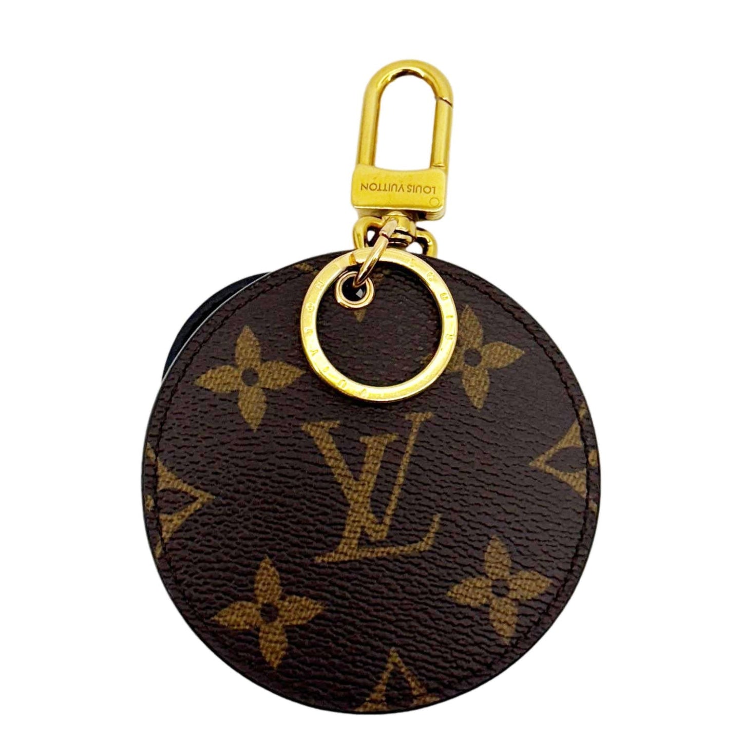 LOUIS VUITTON Reverse Monogram Canvas Round Charm Key Holder Brown