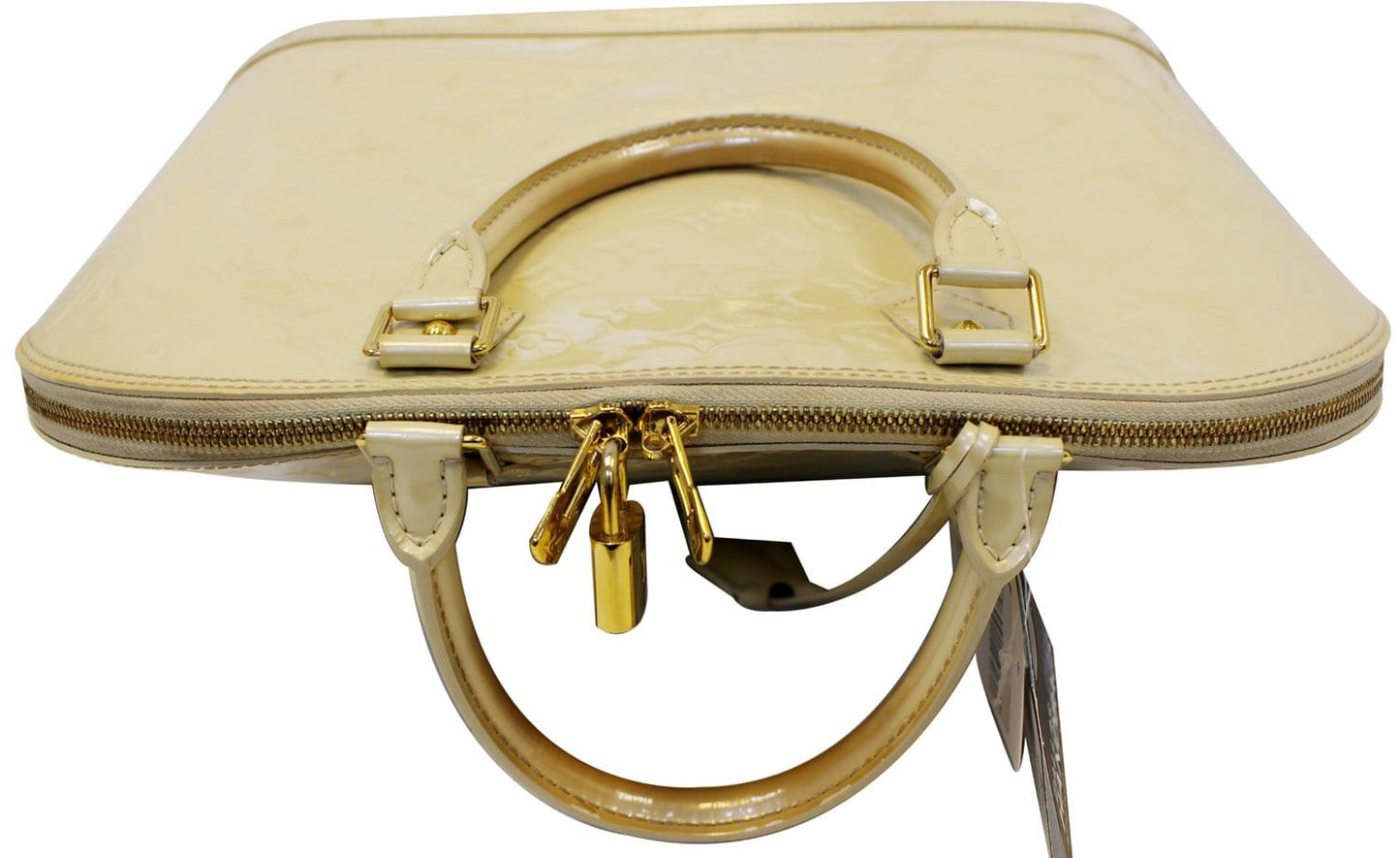 Louis Vuitton Alma GM Monogram Vernis Satchel Bag Cream