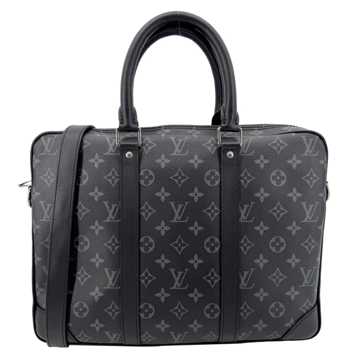 LOUIS VUITTON Porte Documents Voyage PM Monogram Eclipse Briefcase Bag Black