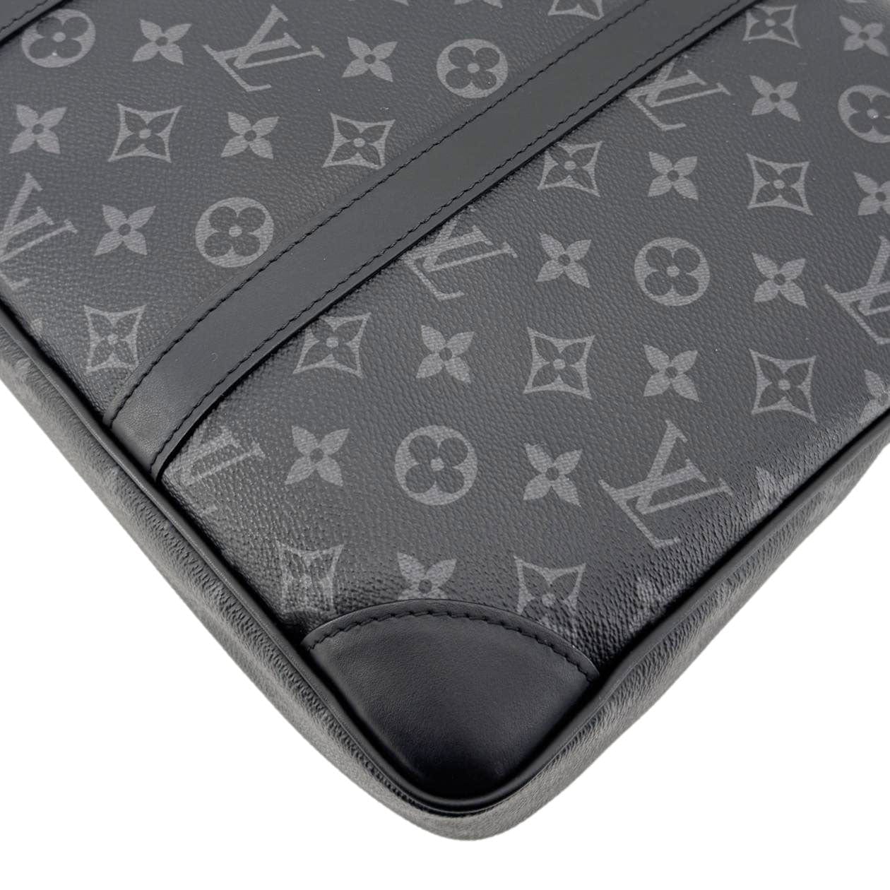 LOUIS VUITTON Porte Documents Voyage PM Monogram Eclipse Briefcase Bag Black