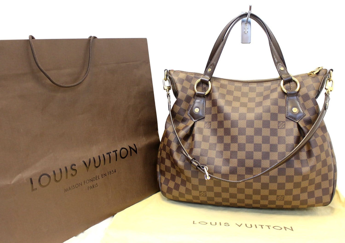 LOUIS VUITTON Evora MM Damier Ebene Tote Shoulder Bag