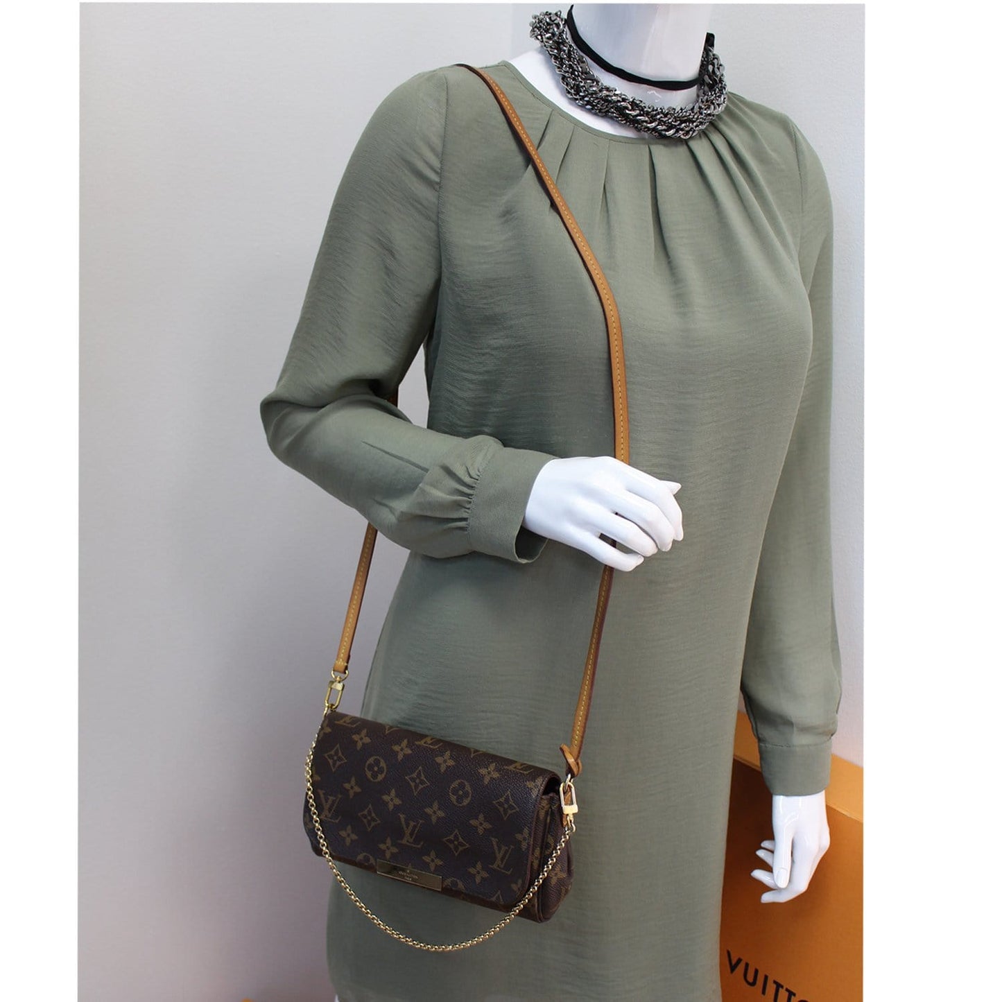 LOUIS VUITTON Favorite PM Monogram Canvas Crossbody Bag Brown