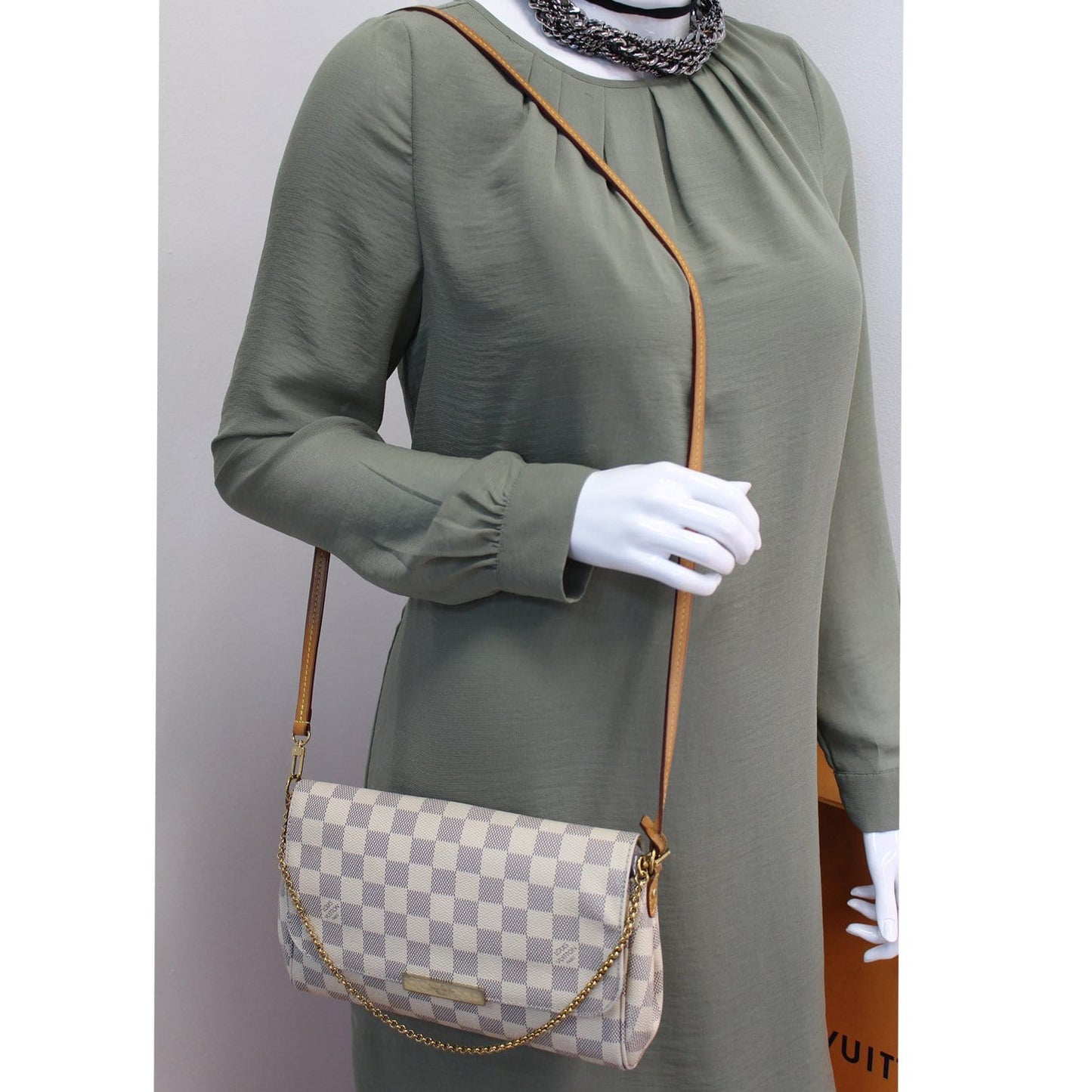 LOUIS VUITTON Favorite MM Damier Azur Crossbody Bag White