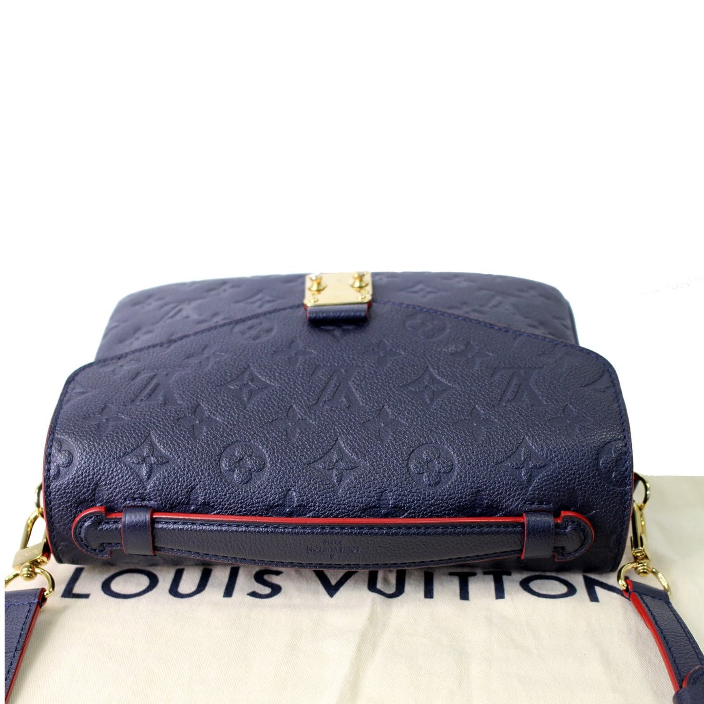 LOUIS VUITTON Metis Pochette Empreinte Leather Crossbody Bag Blue