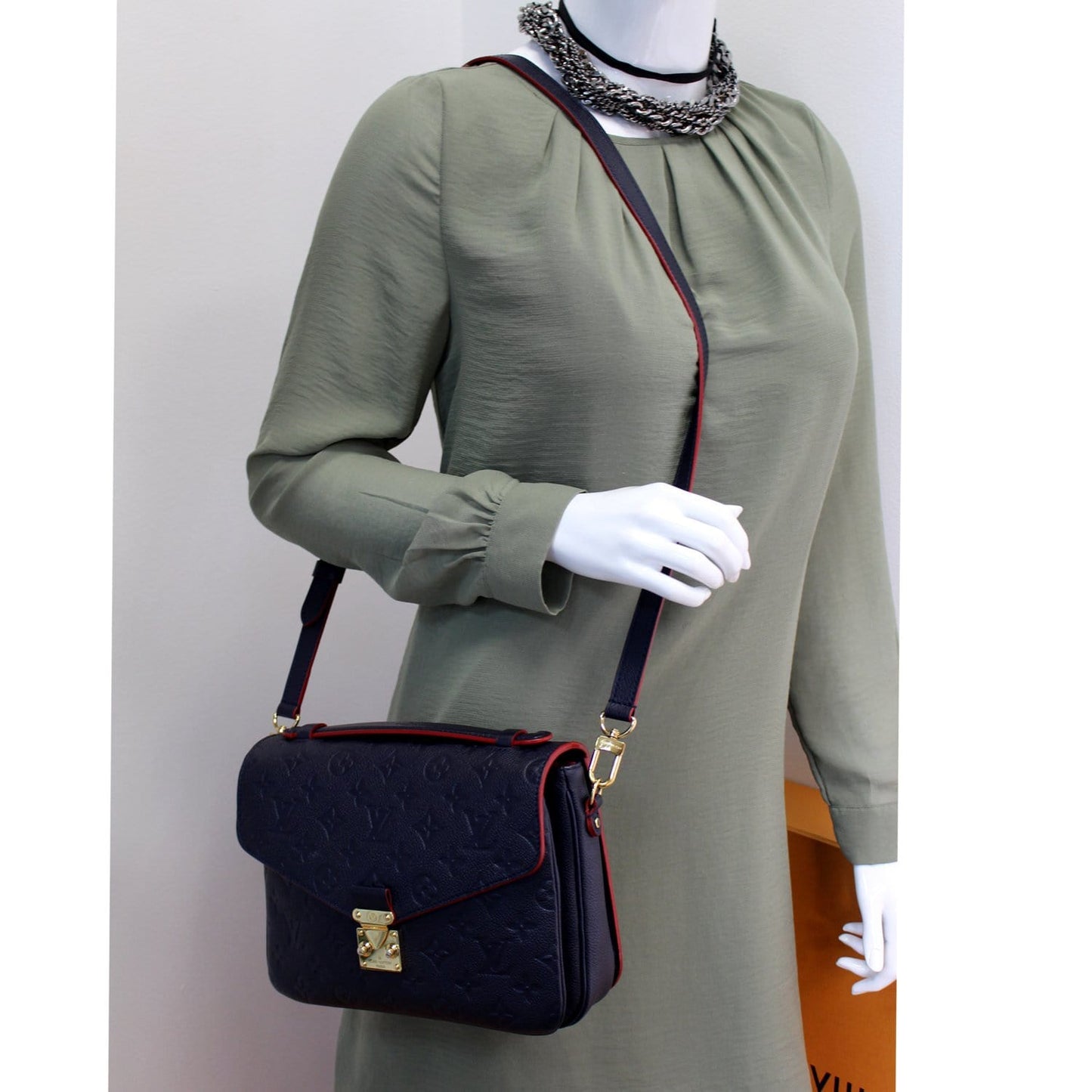 LOUIS VUITTON Metis Pochette Empreinte Leather Crossbody Bag Blue
