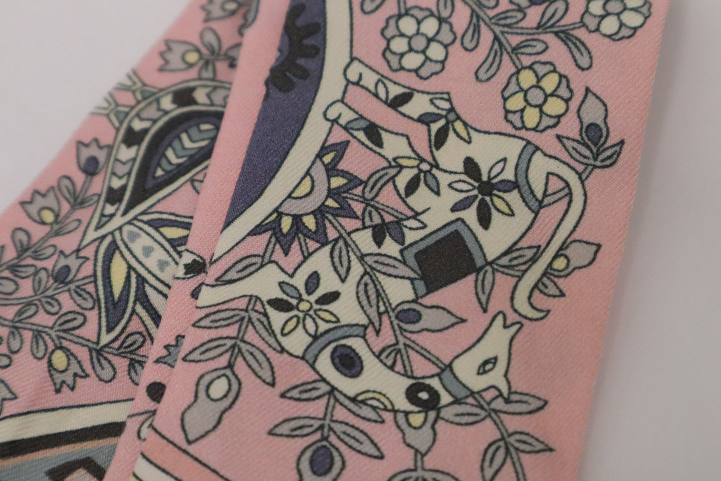 Hermes 'L'Arbre De Vie' Twilly in Pink Silk