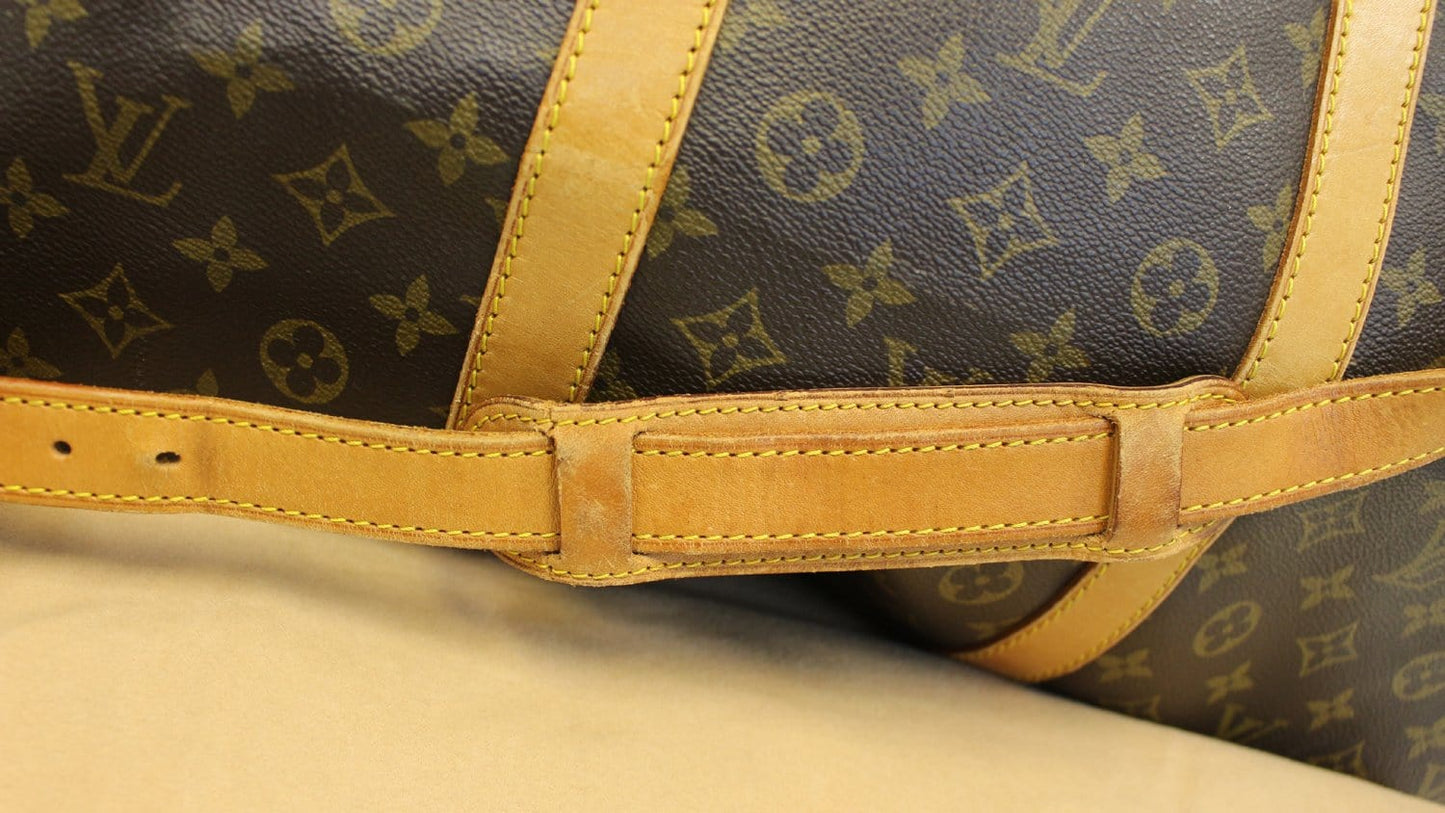 LOUIS VUITTON Monogram Canvas Brown Keepall 60 Bandouliere Travel Bag
