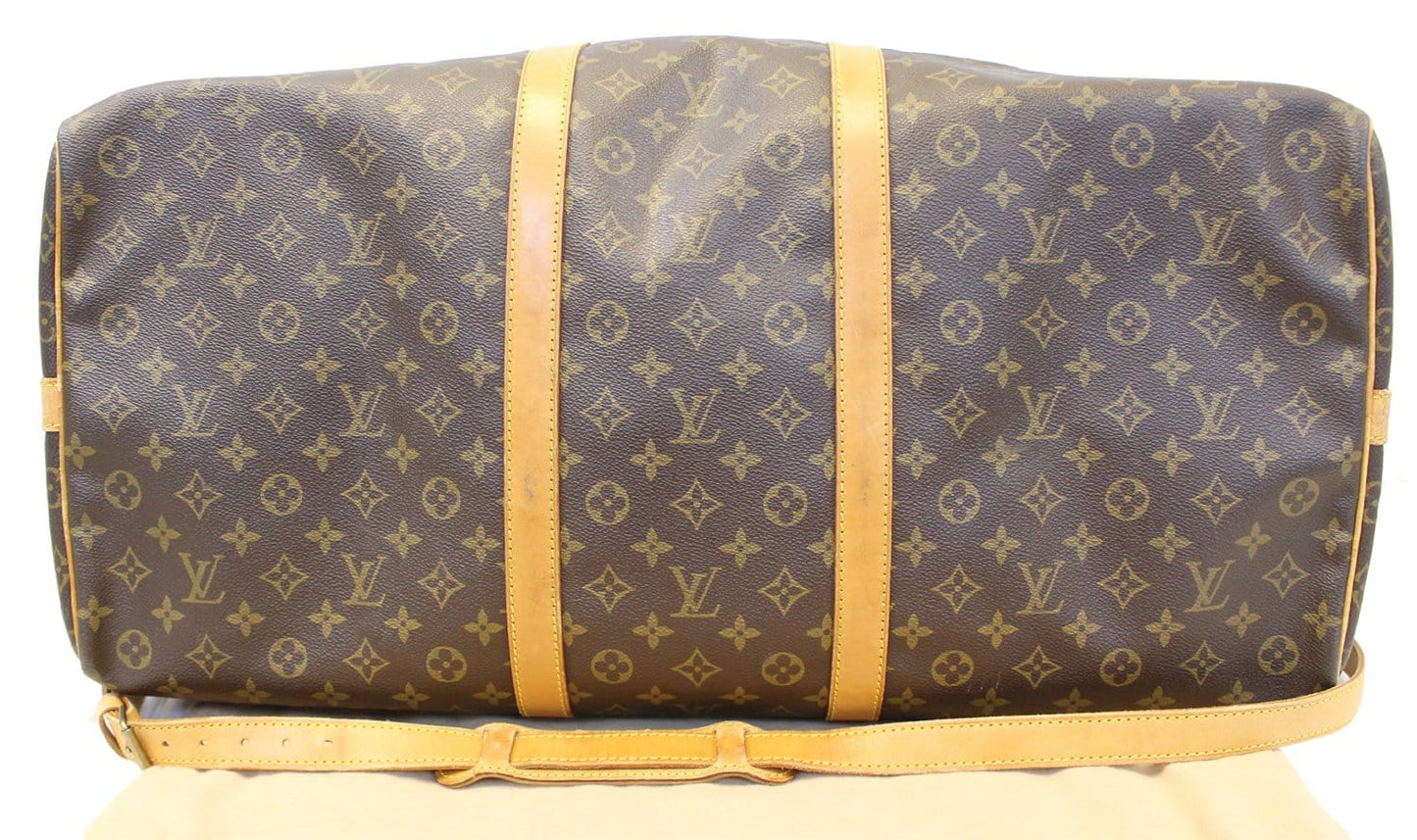 LOUIS VUITTON Monogram Canvas Brown Keepall 60 Bandouliere Travel Bag