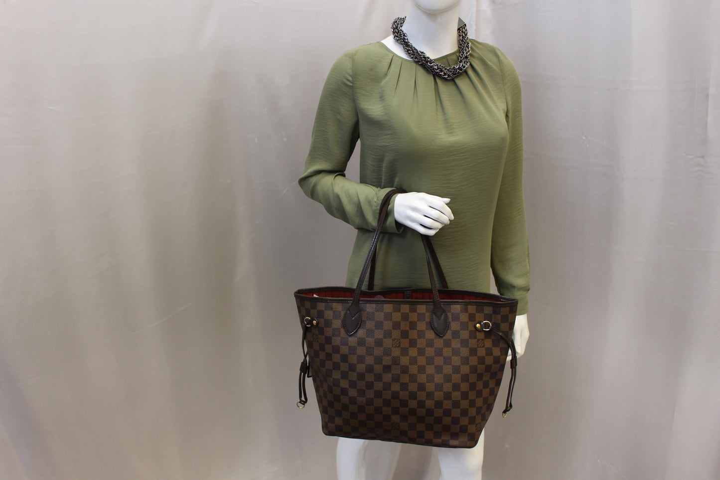 LOUIS VUITTON Neverfull MM Damier Ebene  Tote Shoulder Bag