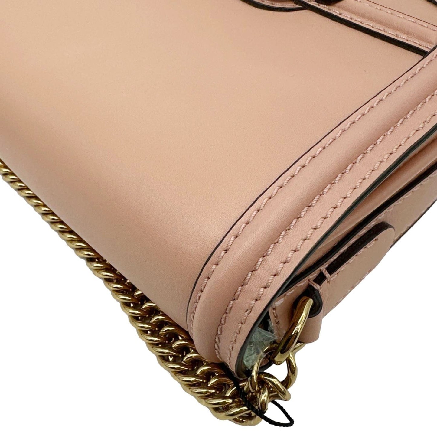 BURBERRY Link Flap Soft Calfskin Leather Crossbody Bag Rose Gold