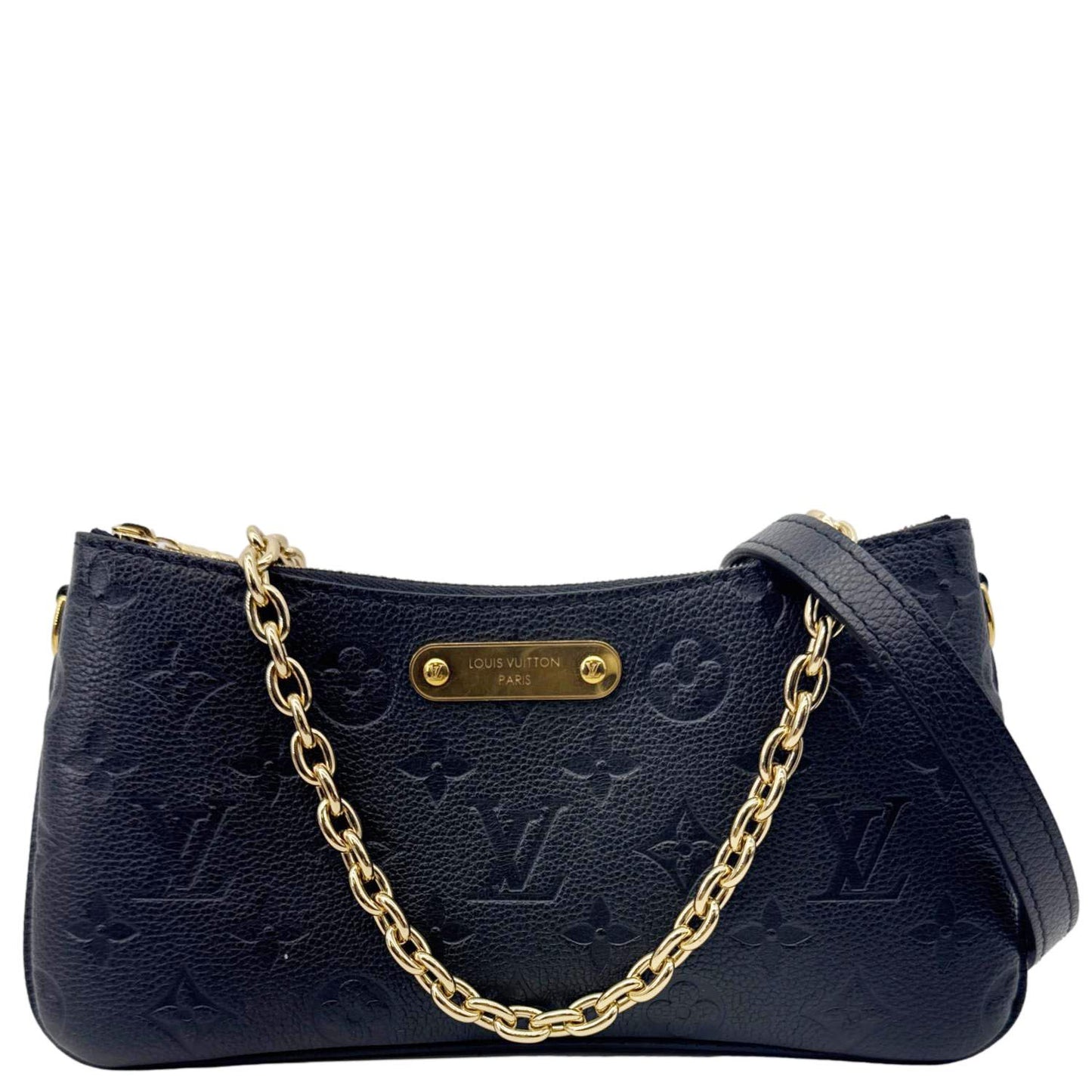 LOUIS VUITTON Liv Pochette Monogram Empreinte Leather Shoulder Bag Black