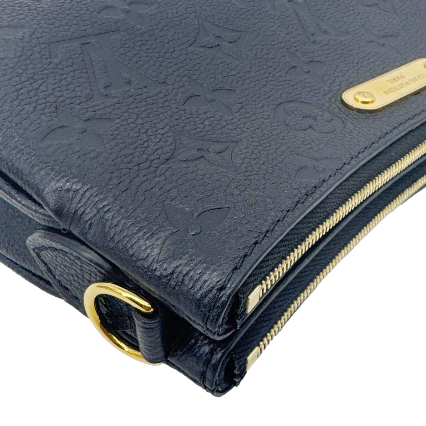 LOUIS VUITTON Liv Pochette Monogram Empreinte Leather Shoulder Bag Black