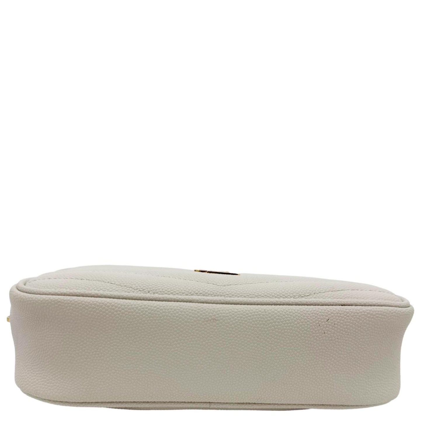 YVES SAINT LAURENT Lou Mini Chevron Leather Camera Crossbody Bag Off White