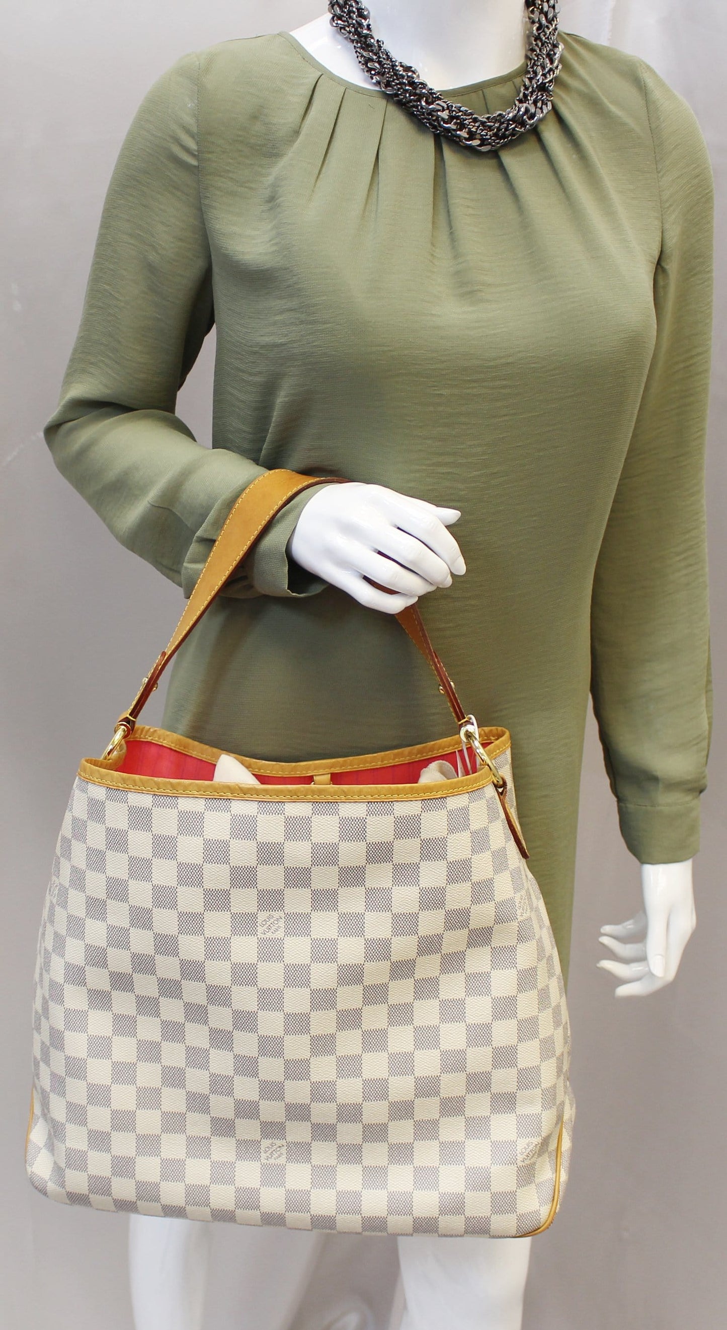 LOUIS VUITTON Delightful MM NM Damier Azur Pink Hobo Shoulder Bag