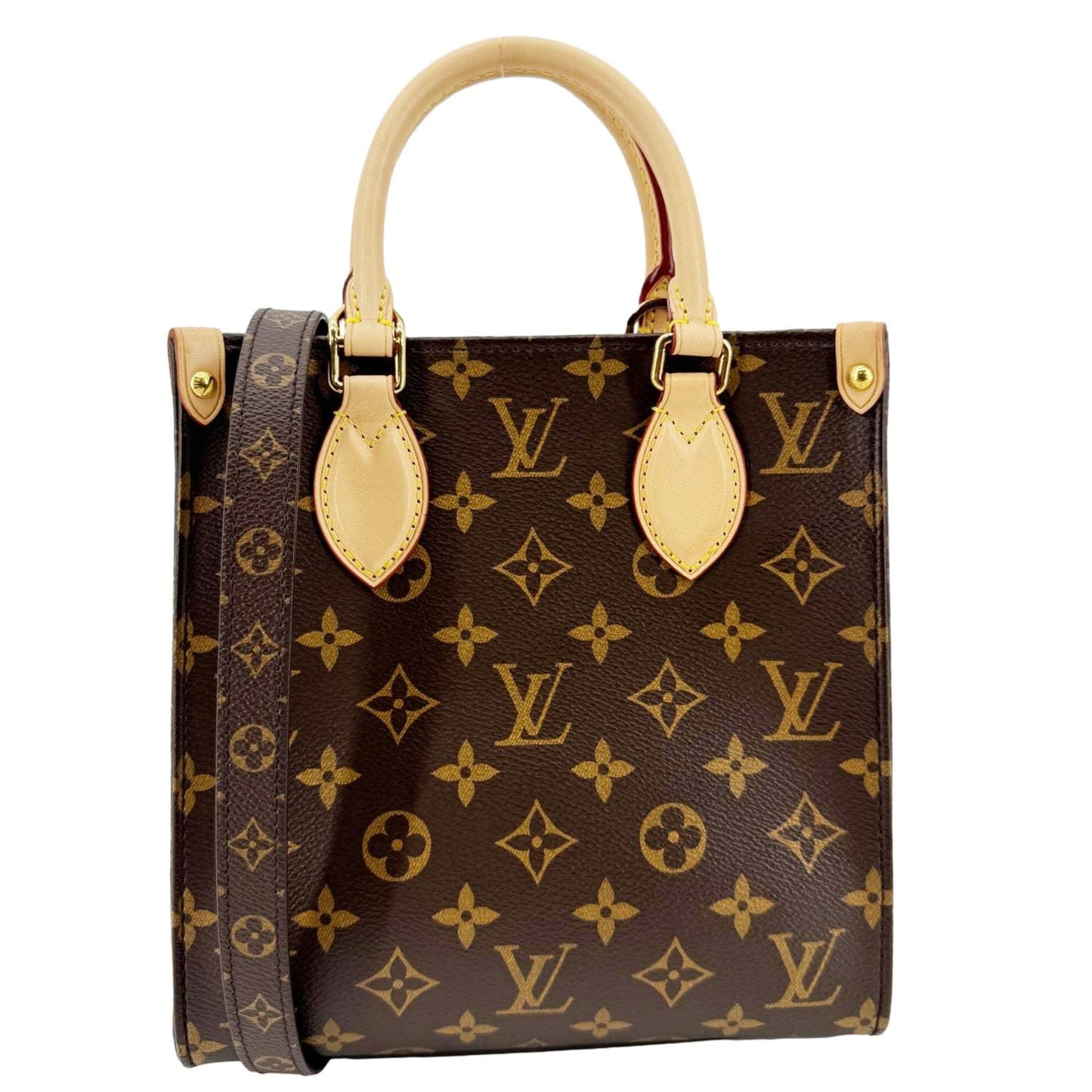 LOUIS VUITTON Sac Plat BB Monogram Canvas Crossbody Bag Brown