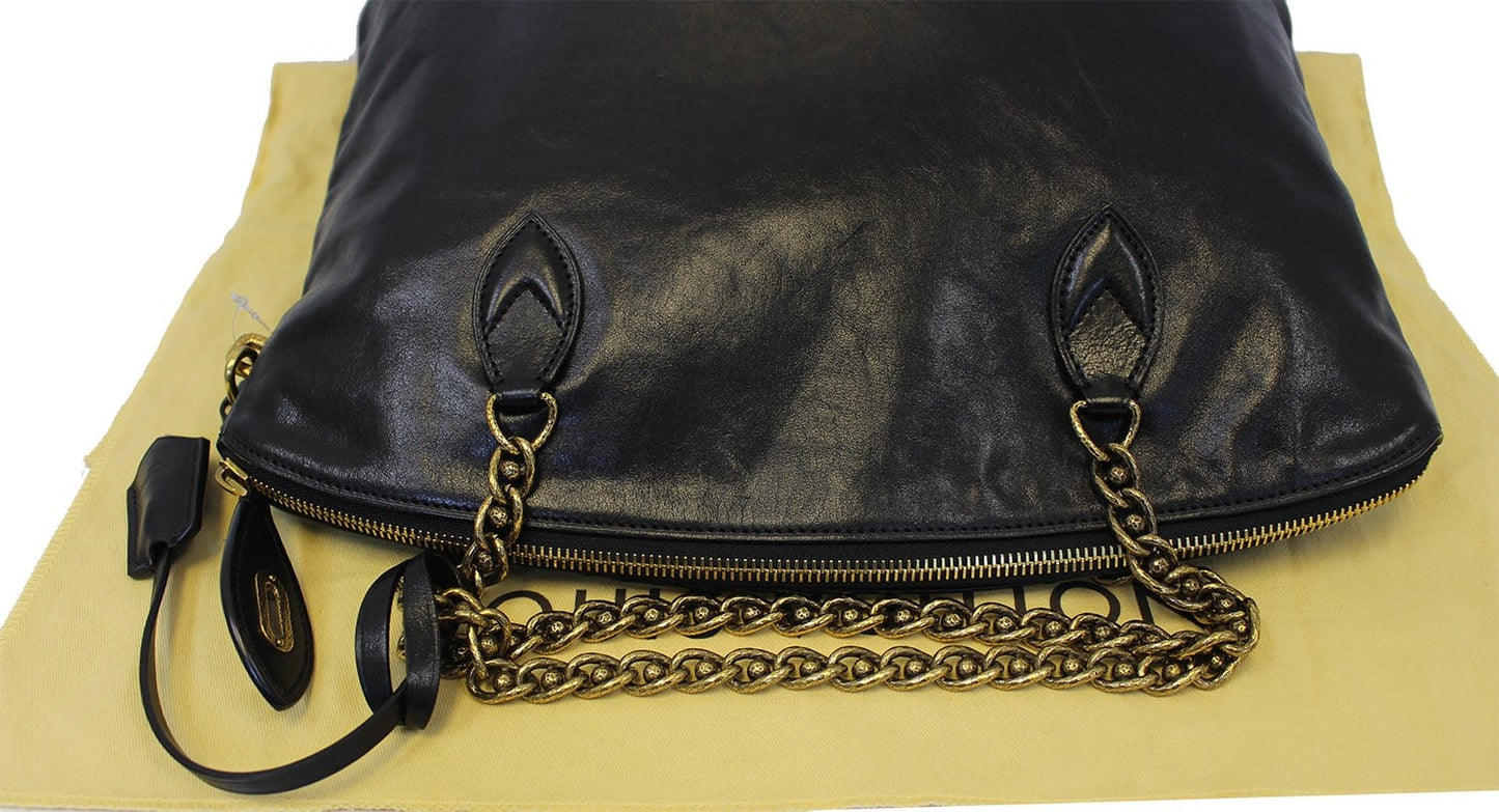 LOUIS VUITTON Lockit Black Cuir Boudoir Leather Chain Shoulder Bag
