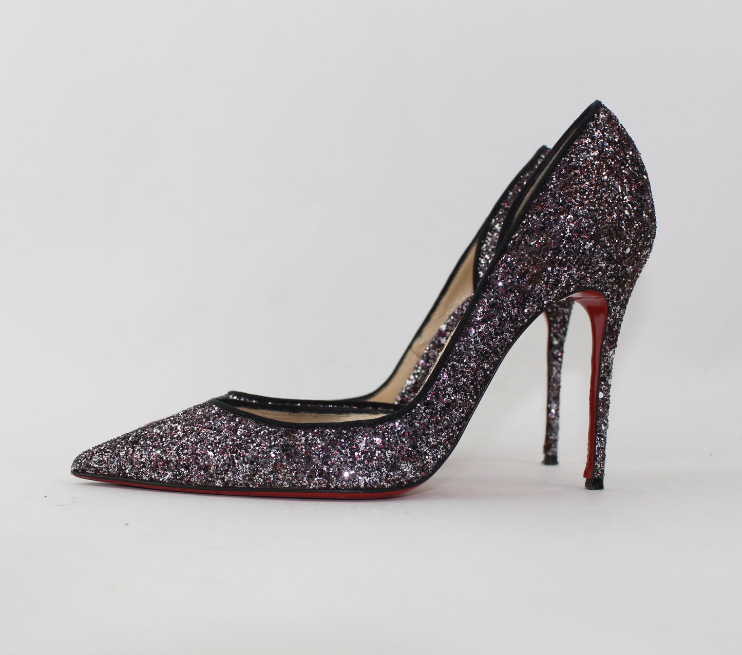CHRISTIAN LOUBOUTIN IRIZA HALF D'ORSAY GLITTER PUMP SIZE 38.5