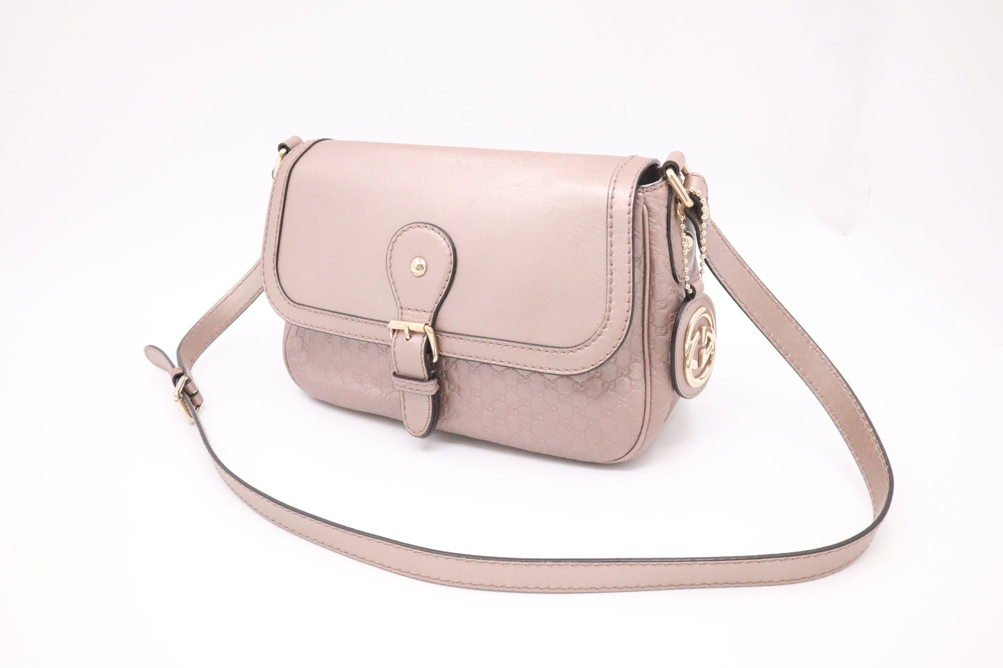 Gucci Crossbody in Pink Metallic Microguccissima Leather