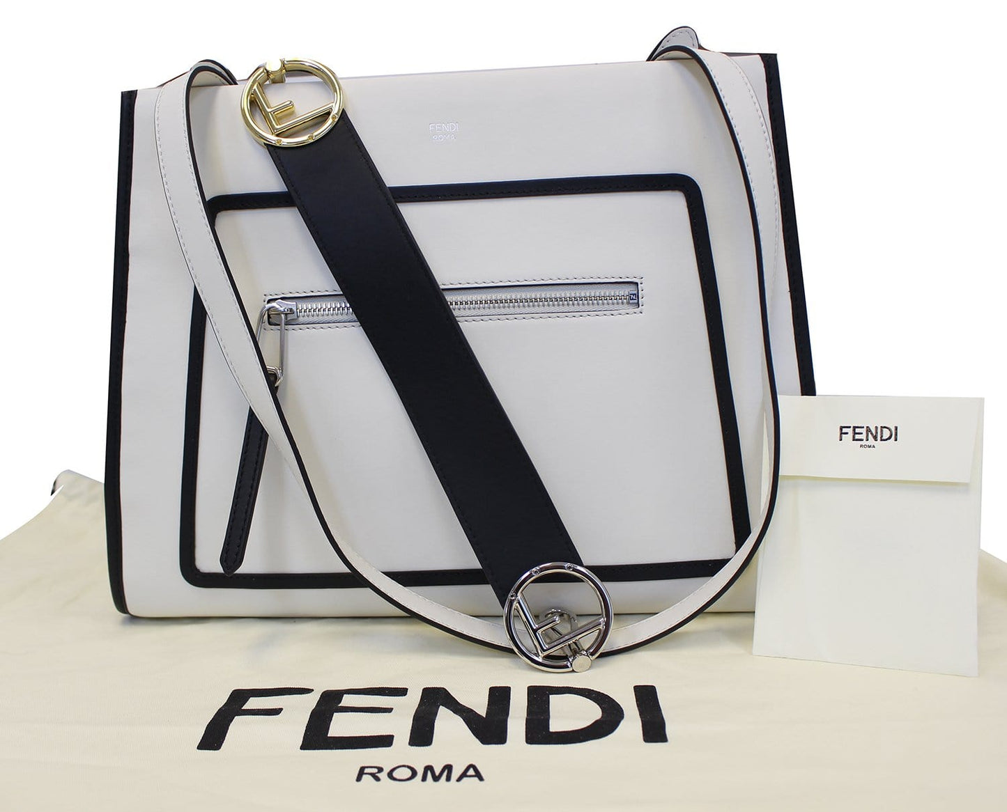 FENDI White Leather Runway Tote Bag - Sale