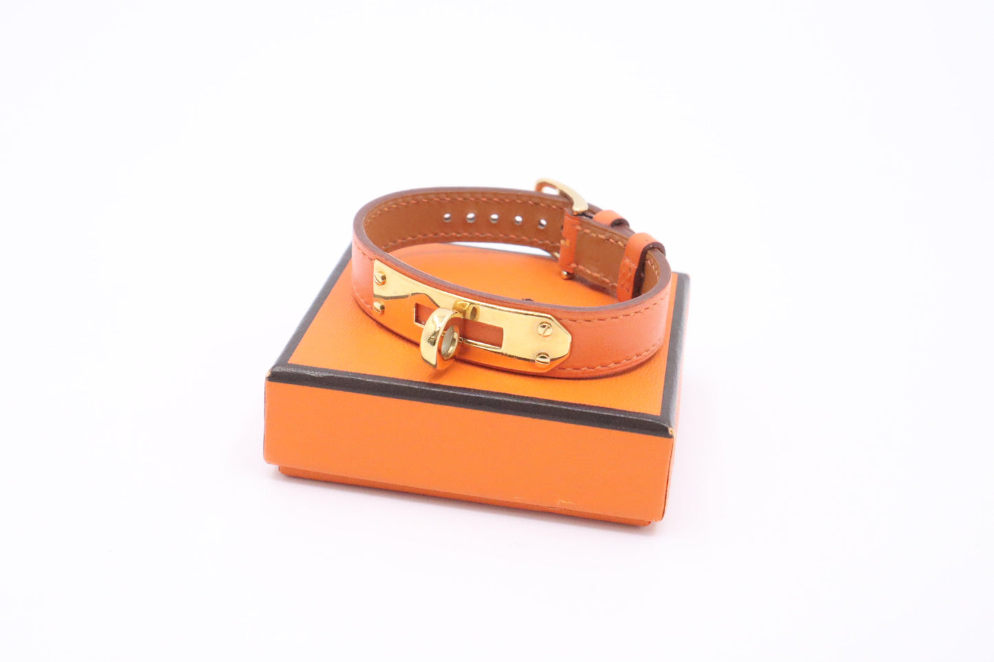 Hermes Kelly Bracelet in Orange Leather