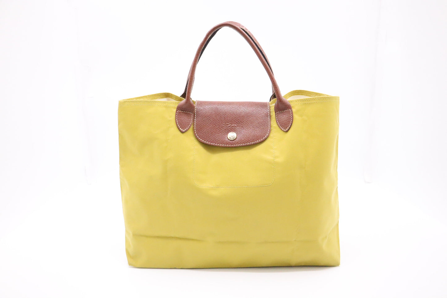 Longchamp Medium Le Pliage Tote in Mustard Yellow Nylon