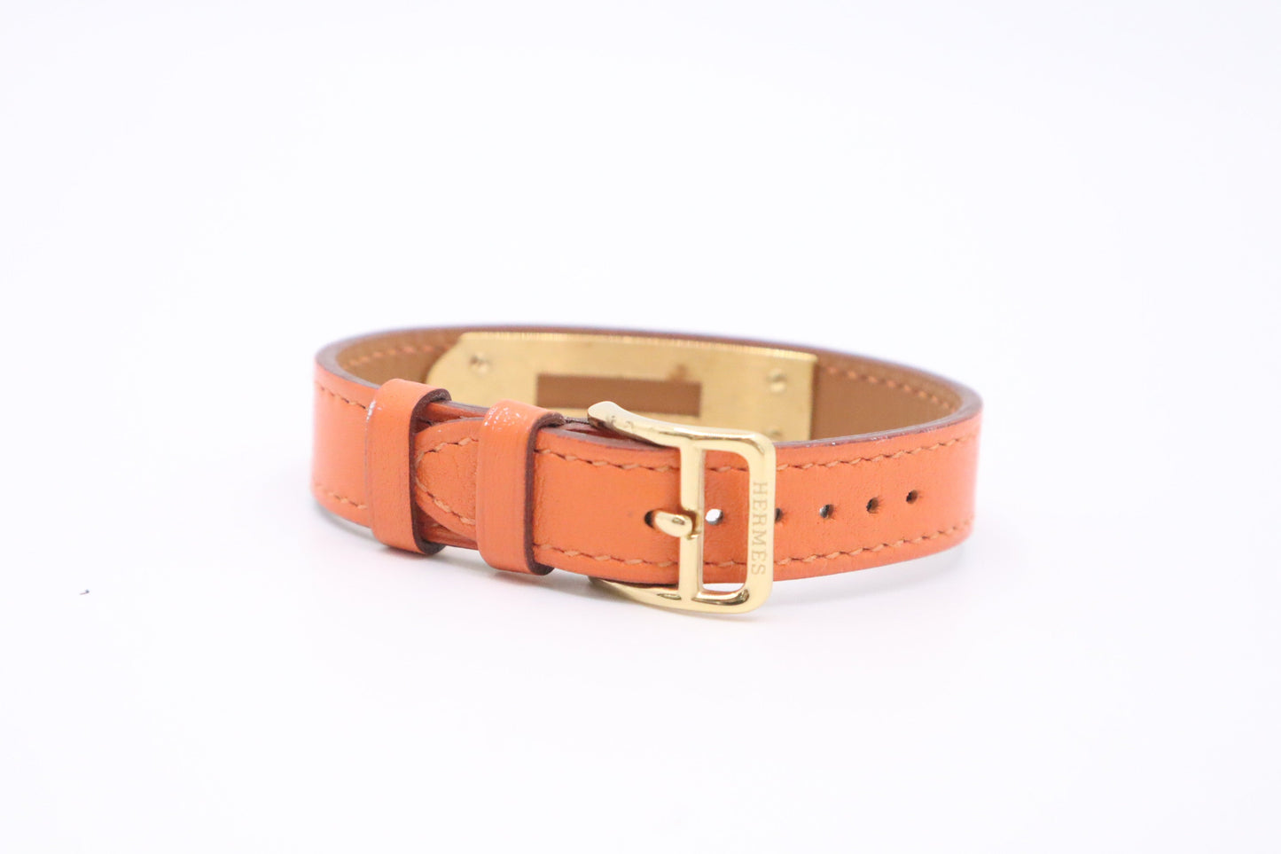 Hermes Kelly Bracelet in Orange Leather