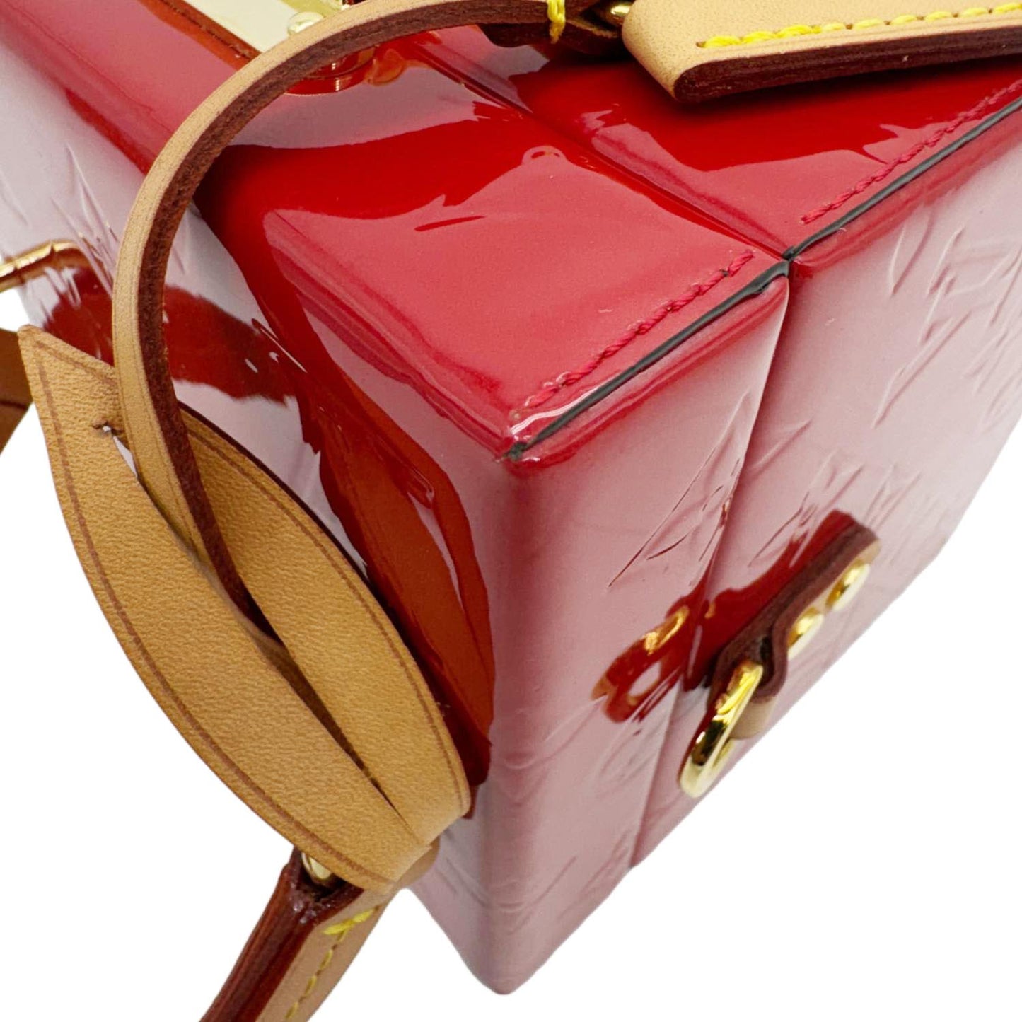 Louis Vuitton Bleecker Box Monogram Vernis Leather Shoulder Bag Red