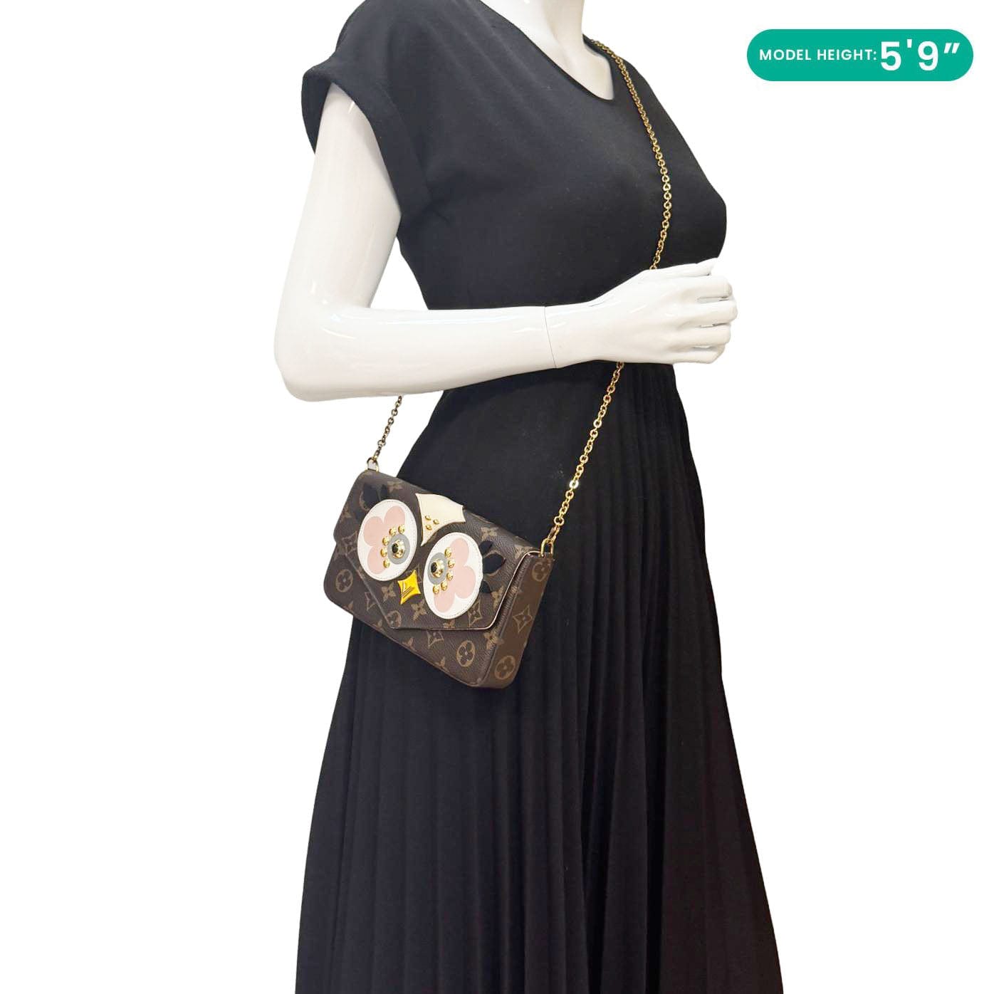 LOUIS VUITTON Felicie Pochette Lovely Birds Monogram Canvas Crossbody Bag Brown