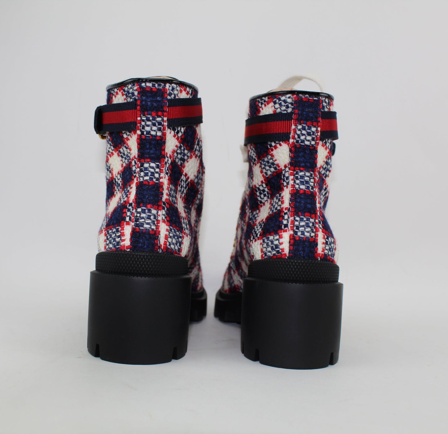 GUCCI CHECK TWEED ANKLE BOOT SIZE 38