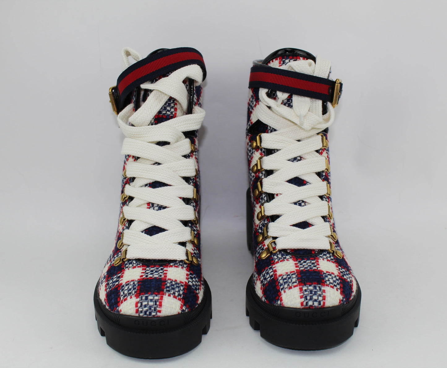 GUCCI CHECK TWEED ANKLE BOOT SIZE 38