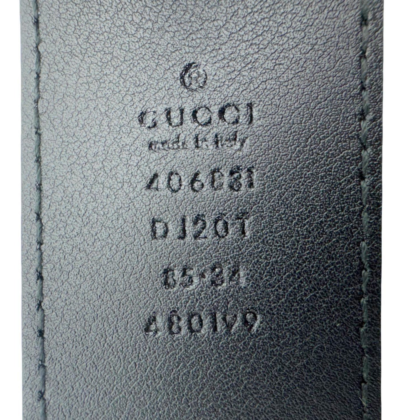 GUCCI Double G buckle Marmont Reversible Leather Belt Black 406831 Size 85.34