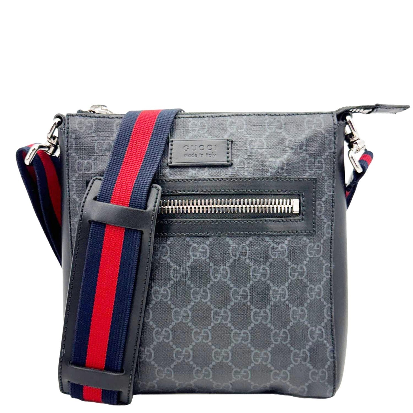 GUCCI Small GG Supreme Canvas Messenger Bag Black 523599