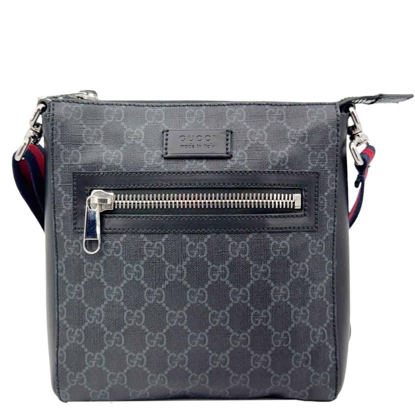 GUCCI Small GG Supreme Canvas Messenger Bag Black 523599